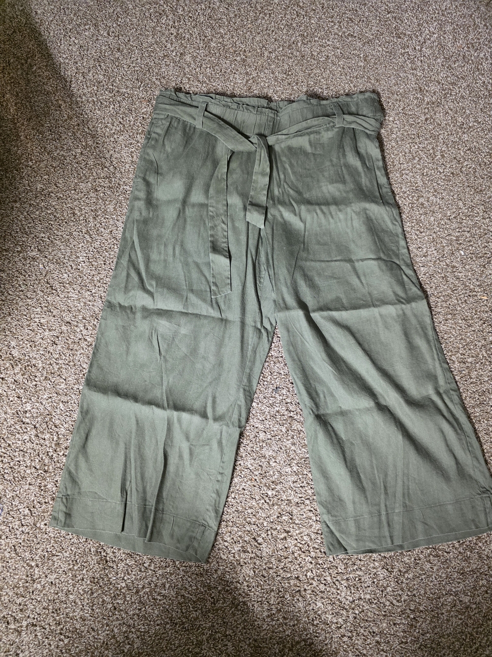 Olive Green Tie-Waist Women's Wide Leg Pants